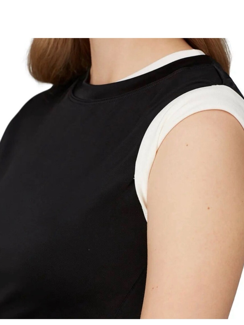 MONSE Black Sleeveless Tank with White Trim